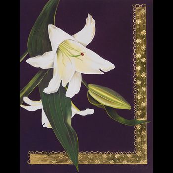 Gilded Lily Greeting Card Hand Painted